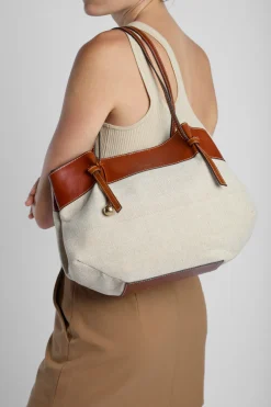 Alana Leather Canvas Tote Bag
