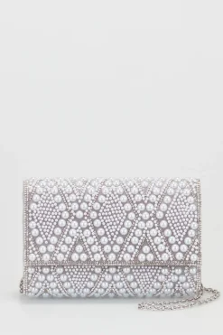 Diamante & Pearl Clutch Bag