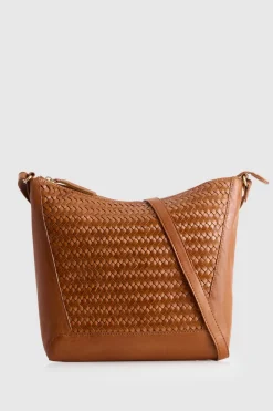 Elise Leather Weave Bucket Bag