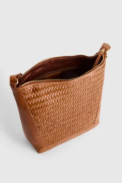 Elise Leather Weave Bucket Bag