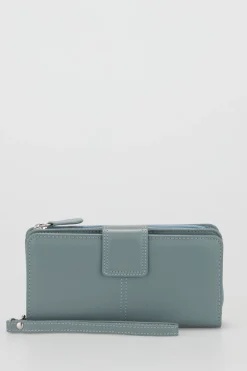 RFID Leather Zip Around Wallet